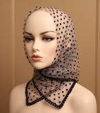 مینی اسکارف رنگ موکا با خال های مشکی مینی گالری